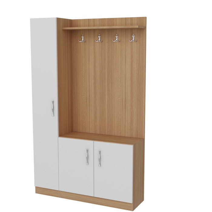 Hanah Home Pie de Recibidor Blanco y Teca 110x180x31.8 cm